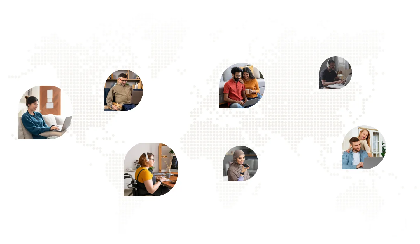 Mapa mundial com trabalhadores remotos